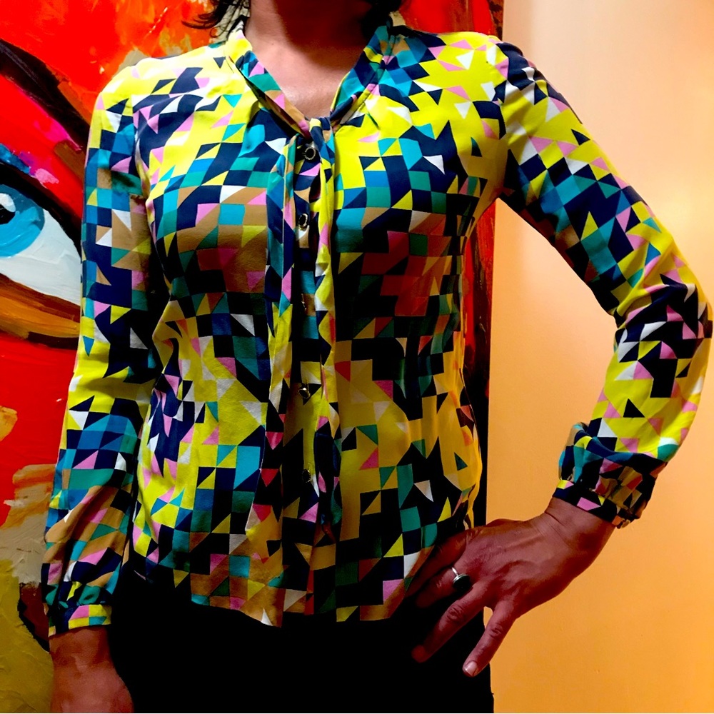 Tory Burch size 4 Geometric Silk Blouse